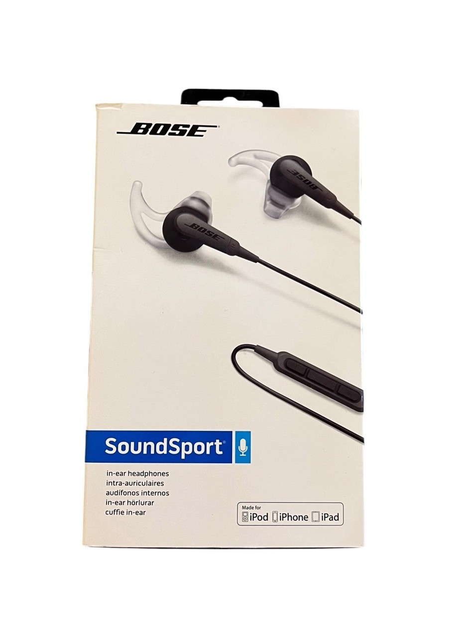 Bose SoundSport In-Ear Wired Headphones Charcoal Black In-Line Mic 741776-0010