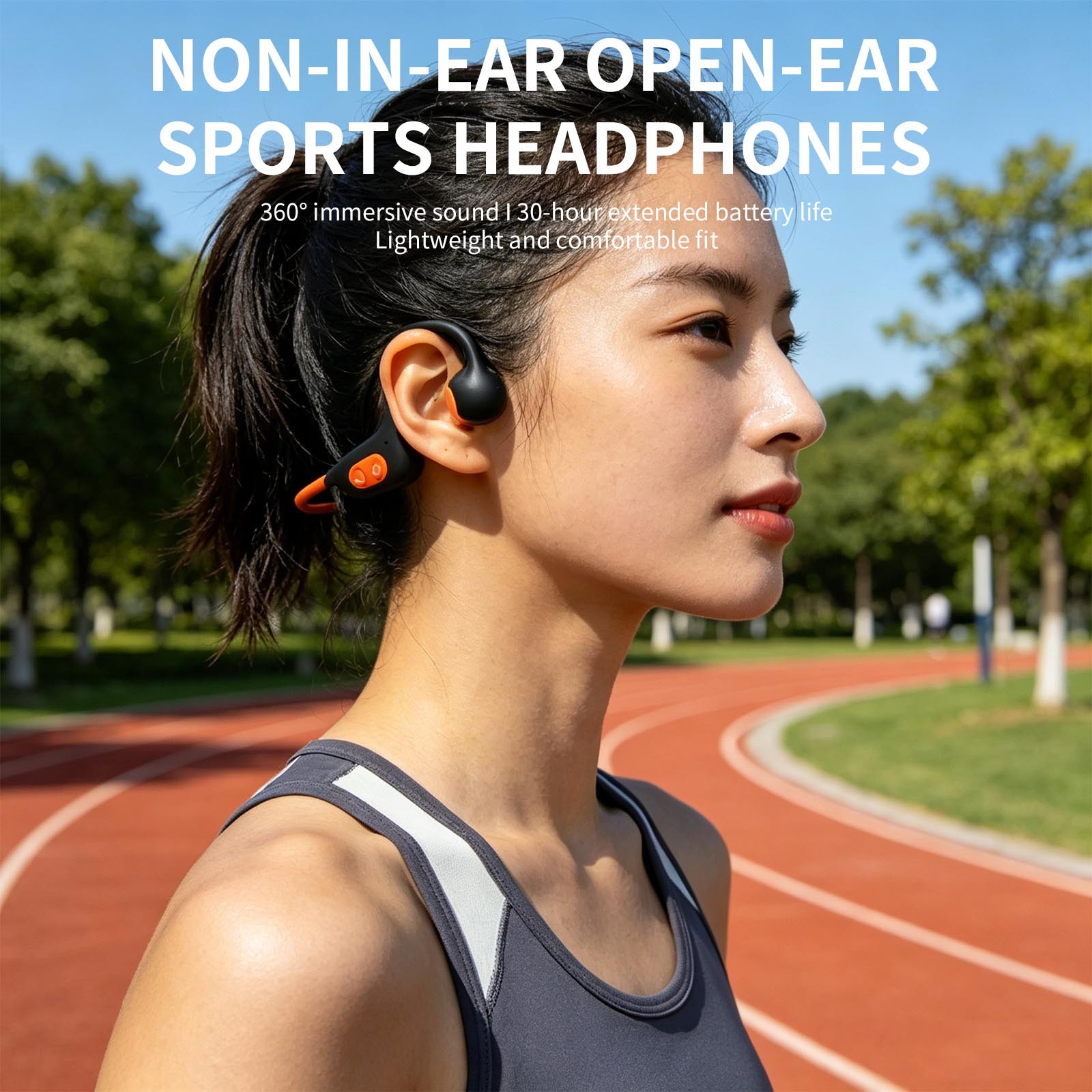 Bone Conduction Headphones IPX5 Waterproof Wireless 5.4 for Gym & Running 16H