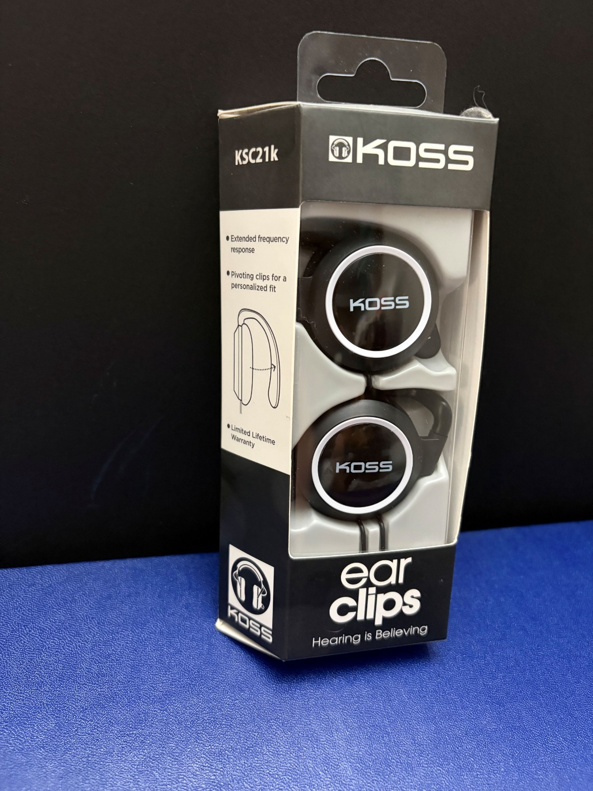 Koss KSC21K SportClip Clip-On Ear Headphones Black Ultra Light NEW IN BOX