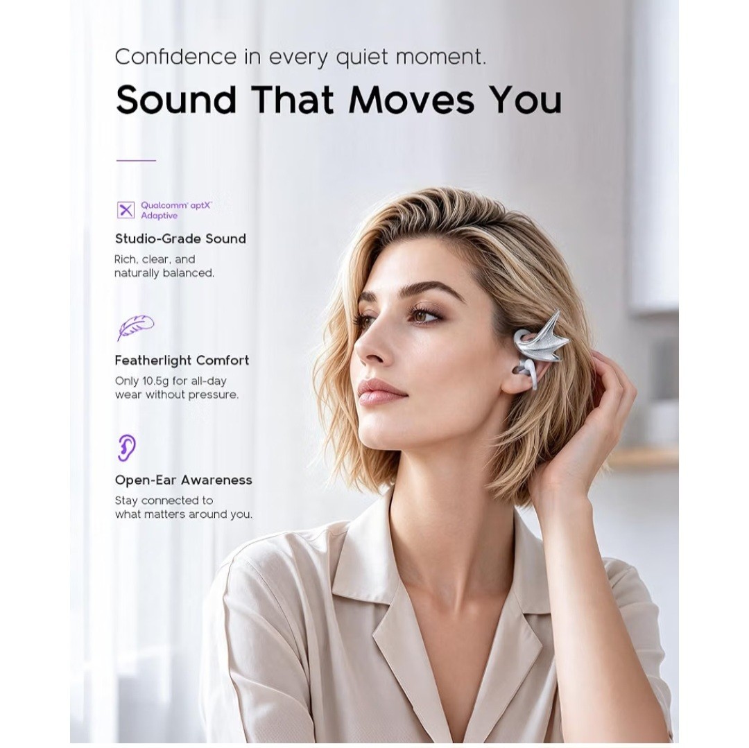 REAL YOUNG H700 Elegant Jewelry-Inspired Open-Ear Earbuds for Women Dragon Wing