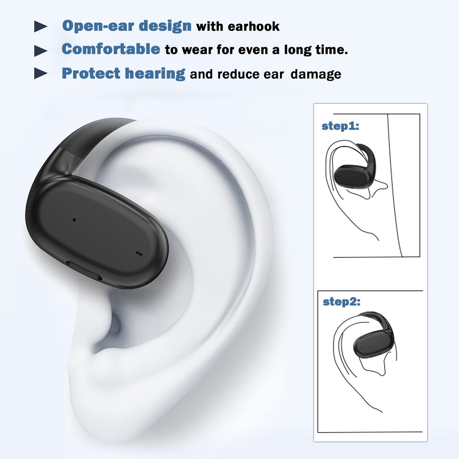 Single Earbud Open Ear Air Bone Conduction Earbud One Ear Headphones Ear Buds…