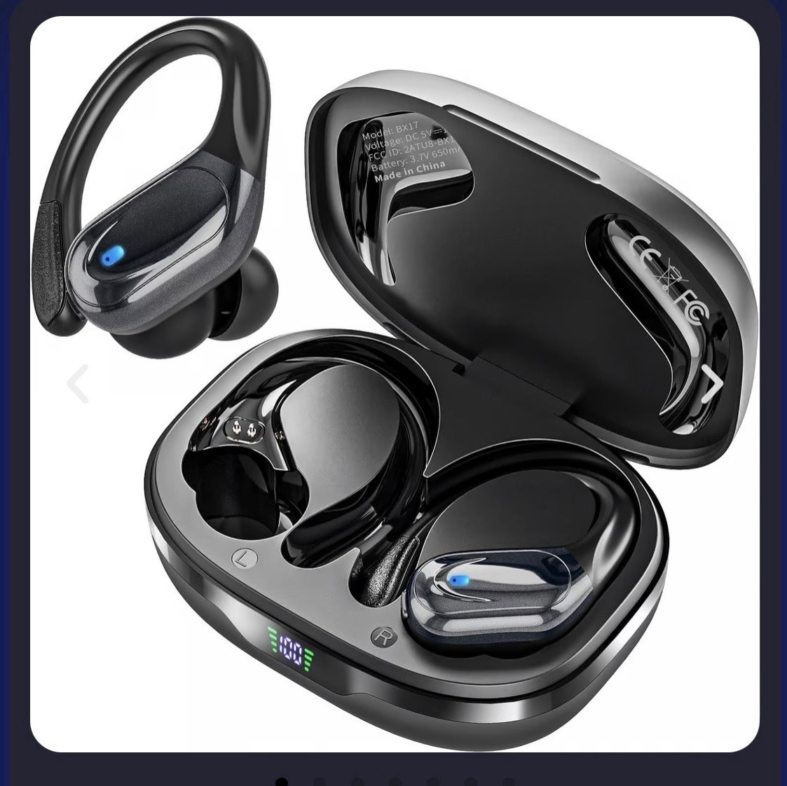 Catitru Wireless Sports Earbuds Sweat Proof Bluetooth Charging Case Open Box