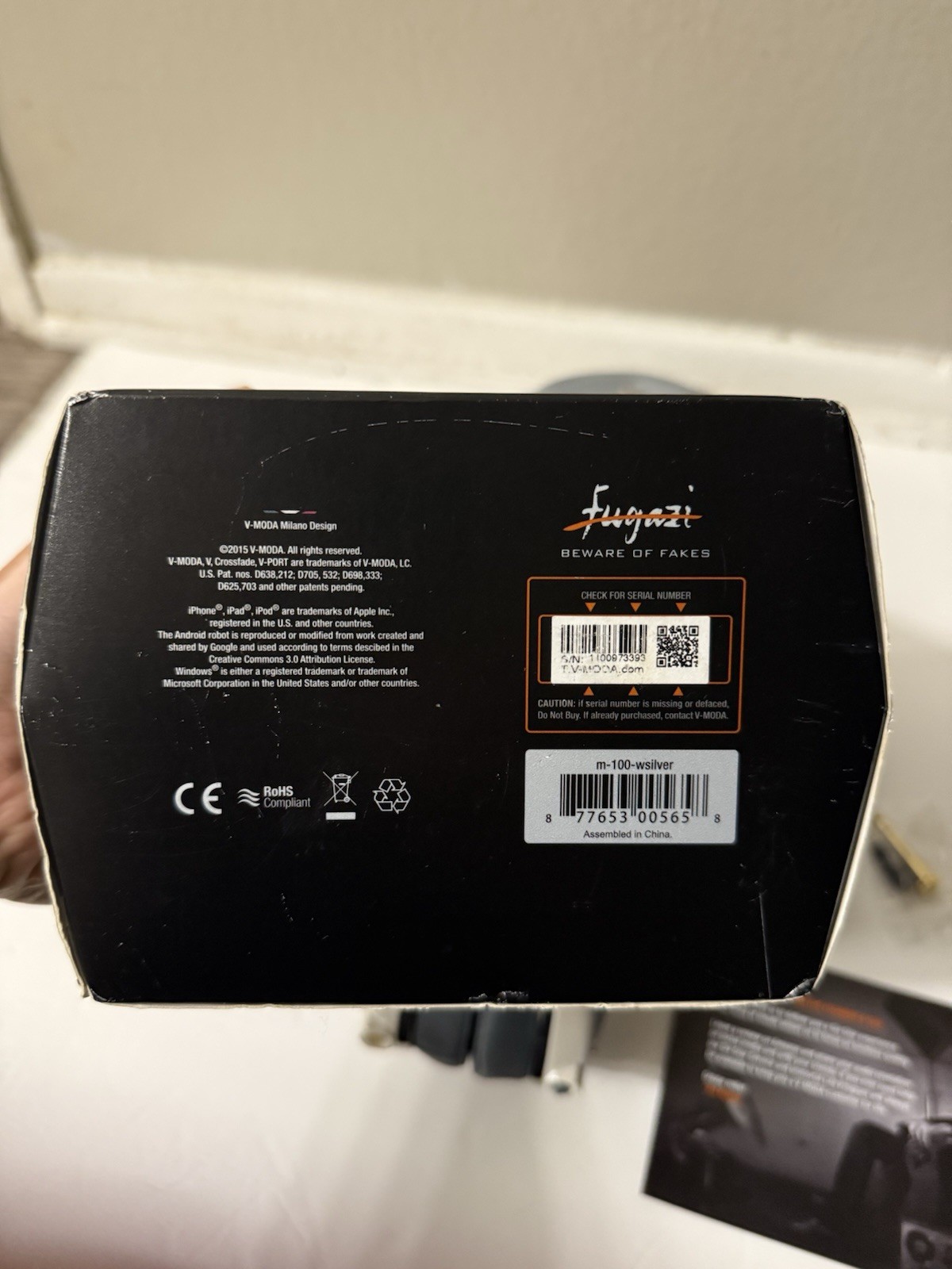 V-Moda Crossfade M-100 Over-Ear Headphones – White Silver Grey XL Pads
