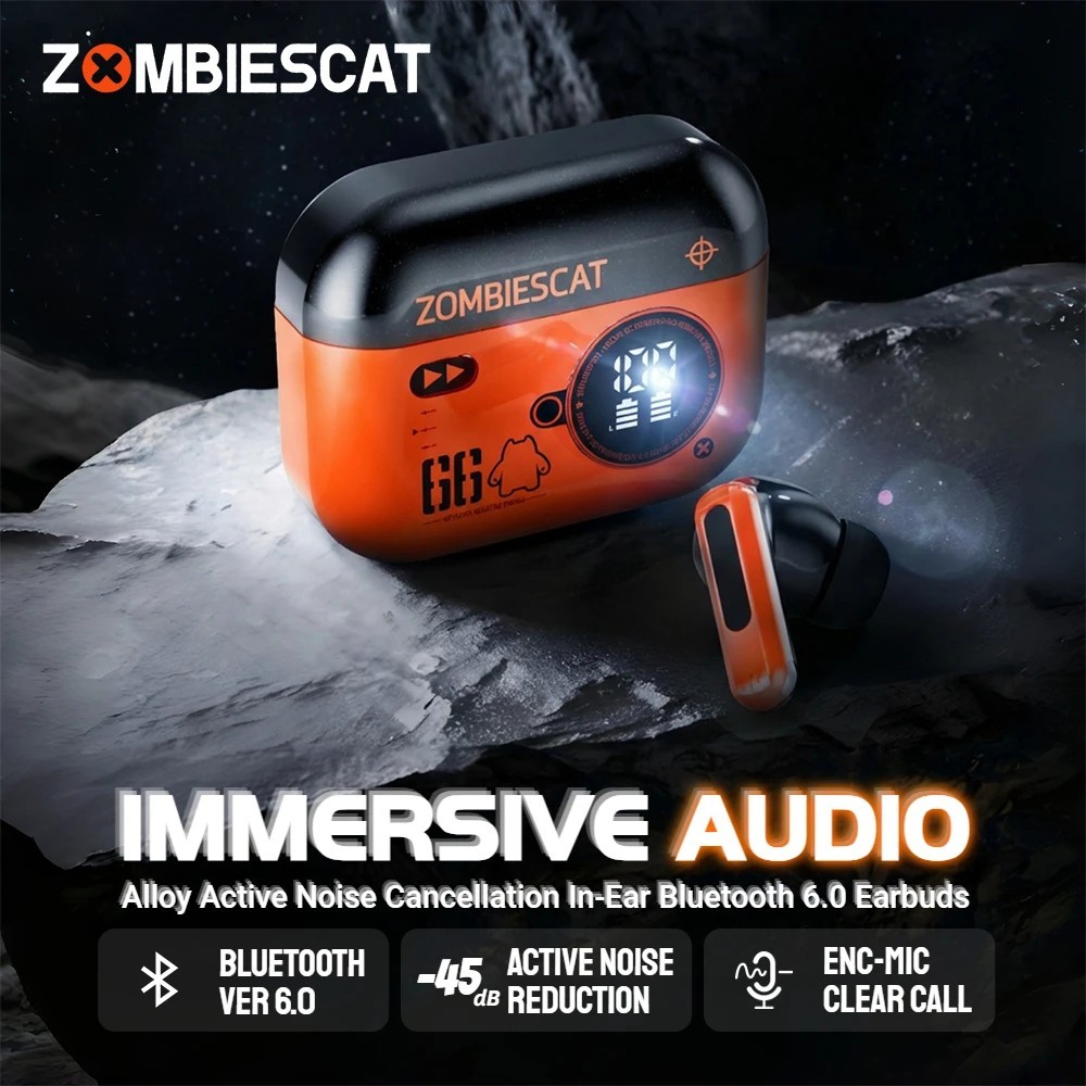 Zombies Cat B20 ANC Wireless Earbuds Bluetooth 6.0 HiFi Noise Cancelling Gaming
