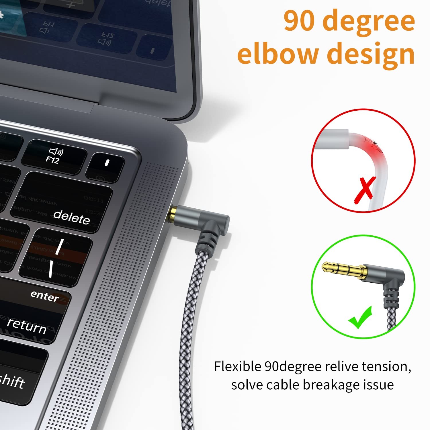 3.5mm to 2.5mm Aux Audio Cable (6.6FT), 90 Degree Right Cord Compatible with Bos
