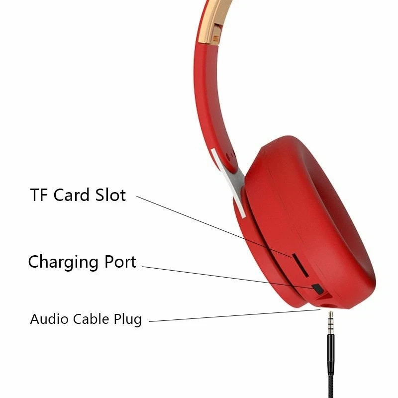 Wireless Bluetooth Gaming Headphones HiFi Bass Stereo Over Ear Folding Headset