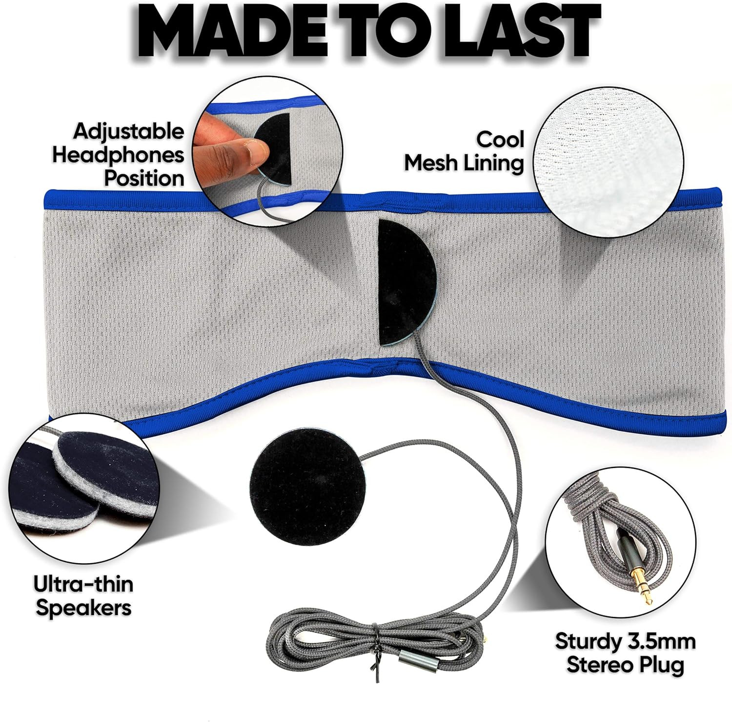 Sleep Headphones – over Ear Headphones from Ultra Thin Cool Mesh Wired for Side