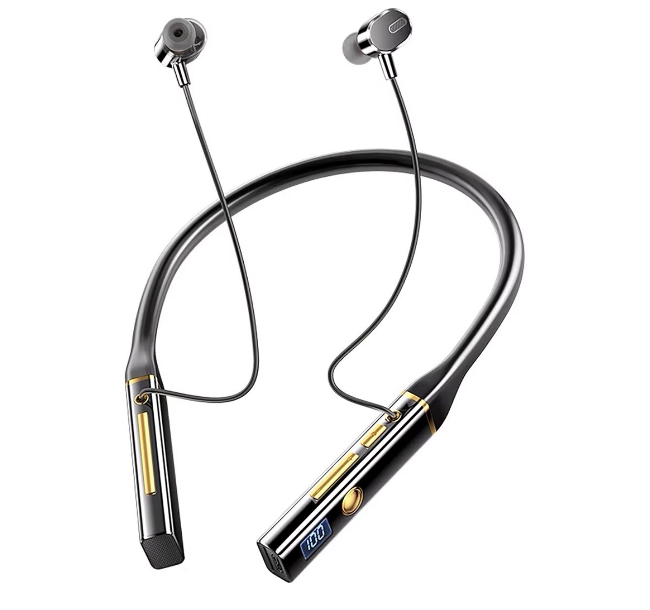 Bluetooth 5.4 Neckband Wireless Earbuds 100H Battery In-Ear Headset