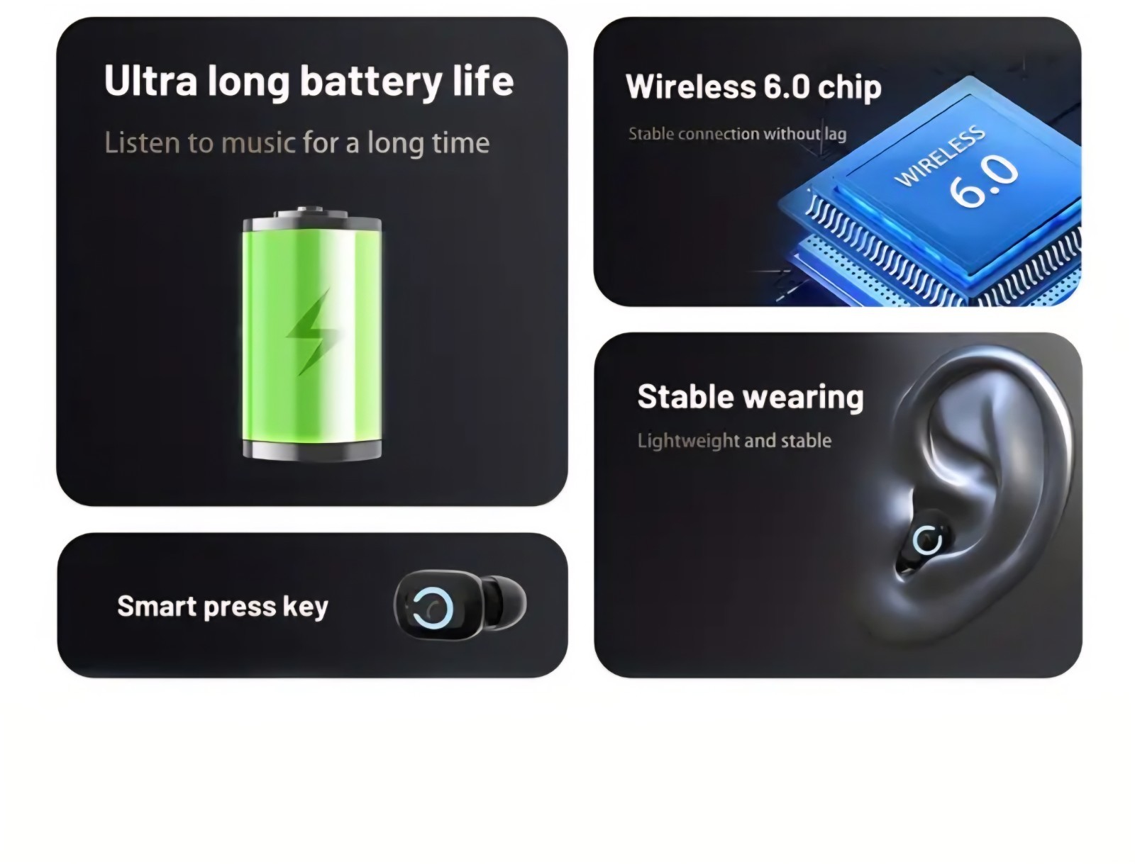 Wireless sports earphone, | Long battery life, Compact, Music, Calls, Gym, Work.