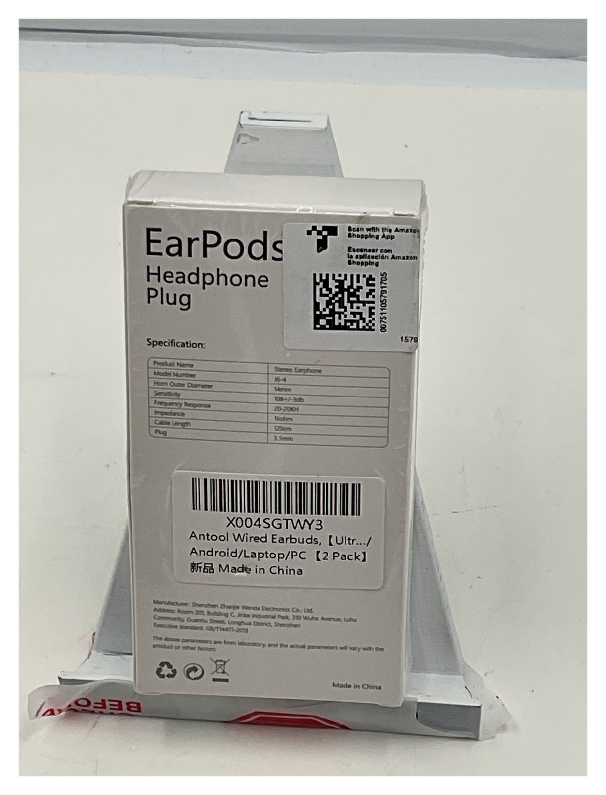 Antool J6-4 Wired Earbuds 2-Pack White 3.5mm Jack In-Ear Headphones Mic