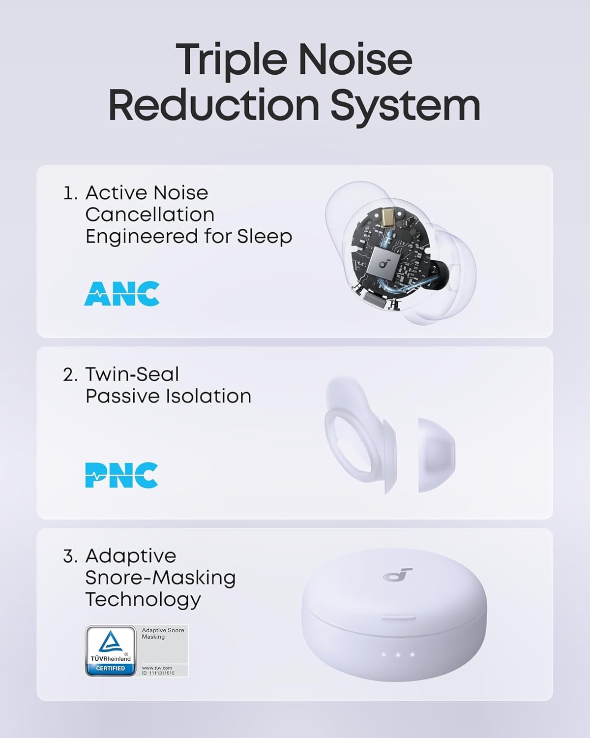Soundcore Sleep A30 Special by Anker, Sleep Earbuds, ANC, Passive Isolation