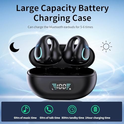 ZIDOXING OPEN EAR CLIP ON HEADPHONES EAR HOOK WIRELESS BONE CONDUCTION – BLACK