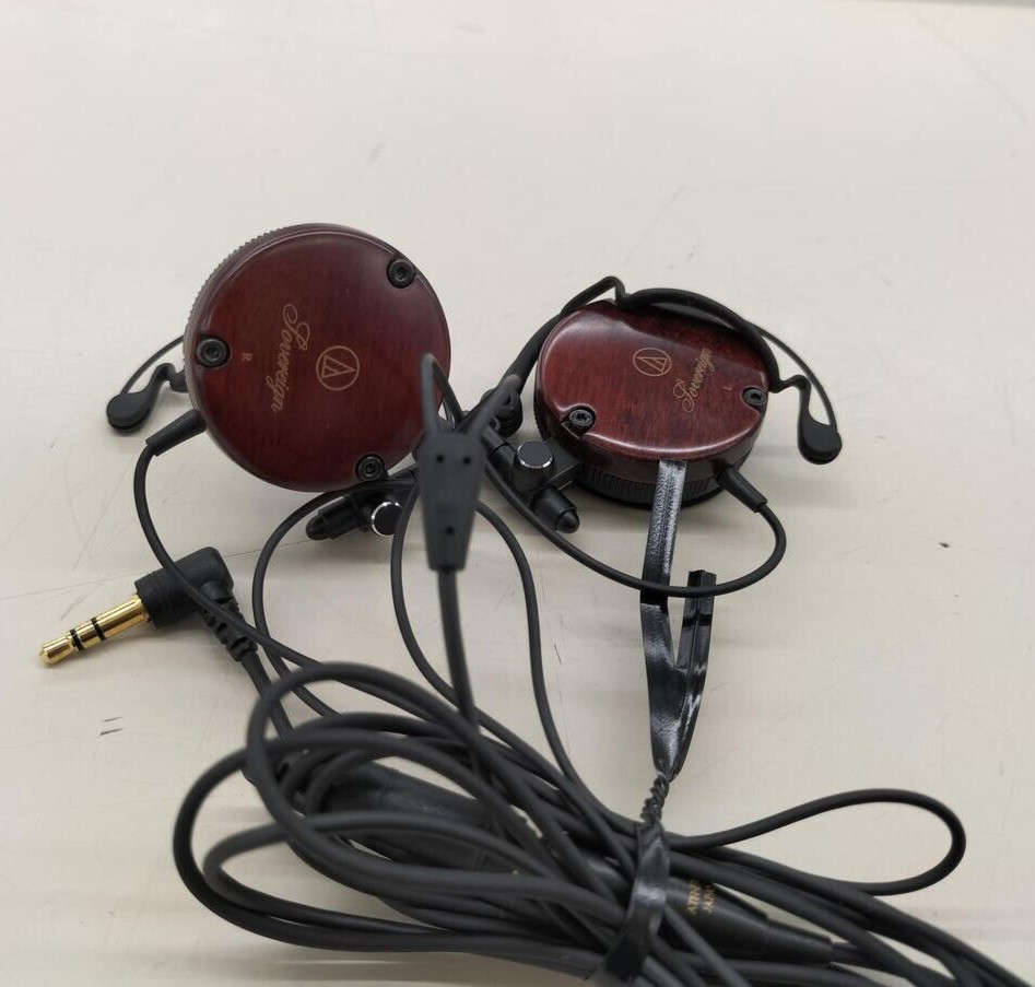 Audio Technica ATH-EW9 Ear Fit Clip-On Headphones Wooden Wood Brown JAPAN Used