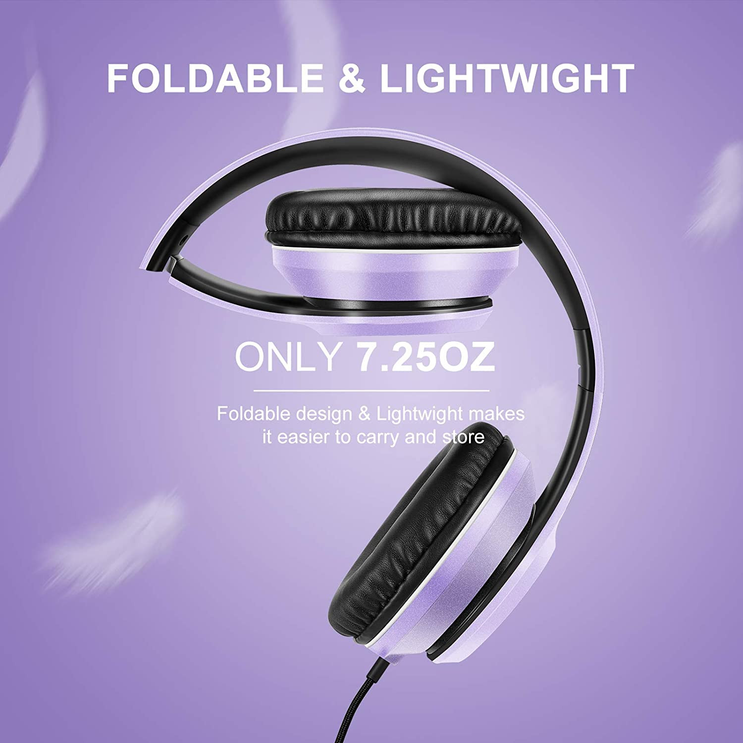 X8 Over-Ear Wired Headphones with Microphone with 1.45M-Tangle-Free Nylon Line&3