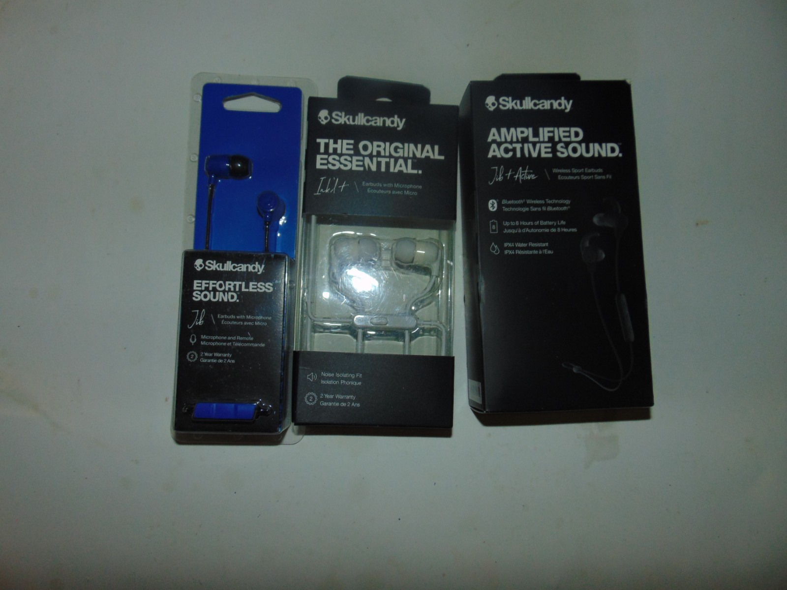 3 Skullcandy Black White & Blue Color Wired Earbuds With Mic Brand New
