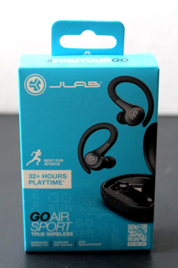 JLab Go Air Sport True Wireless Bluetooth Earbuds With Charging Case – Black