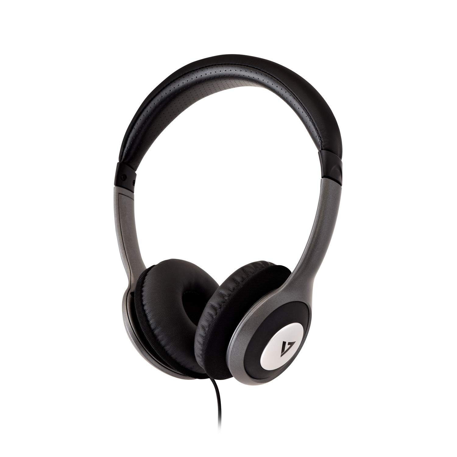 V7 HA520 Deluxe Stereo Headphones with Volume Control – Black & Grey Deluxe with