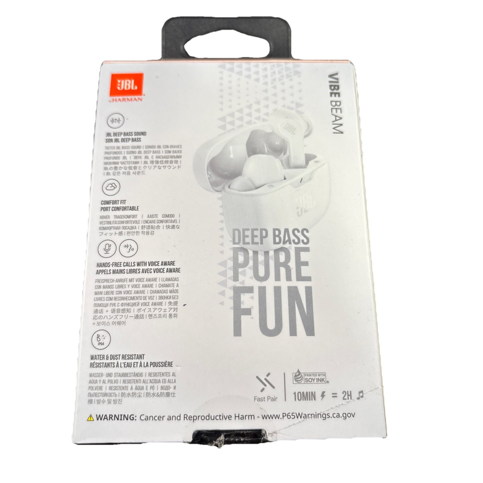 JBL Vibe Beam True Wireless In-Ear Headphones – White (JBLVBEAMWHTAM)