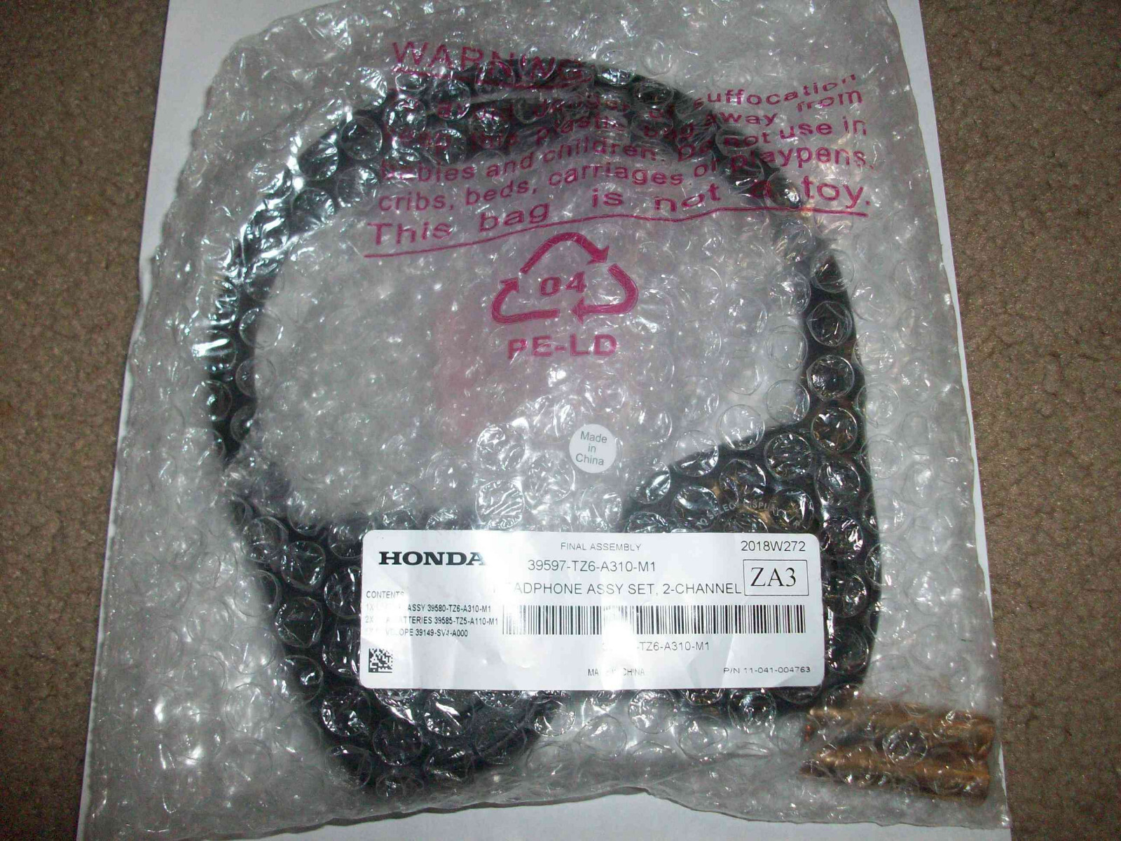 Genuine new Honda 39597-TZ6-A310-M1 wireless headphone assembly set 2- channel