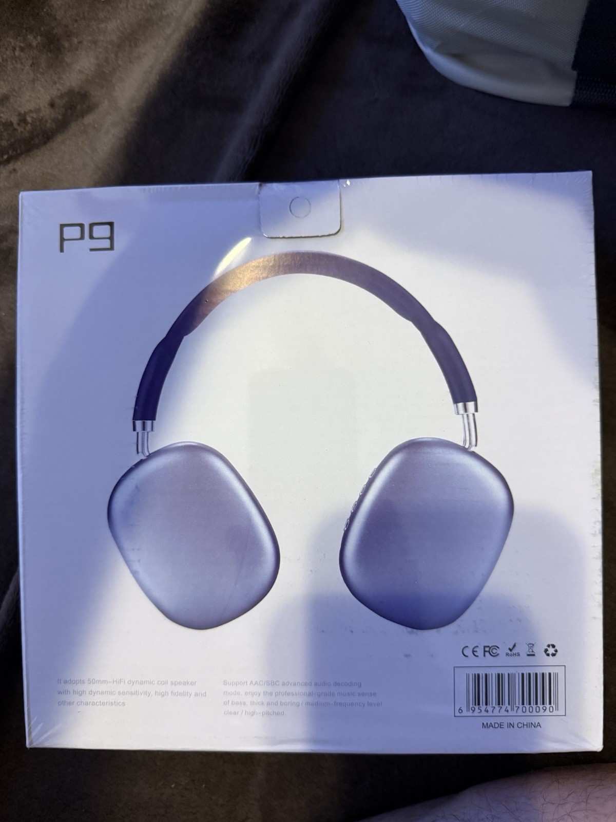 P9 Wireless Bluetooth Over-Ear Headphones 50mm Drivers PURPLE USB-C unopened