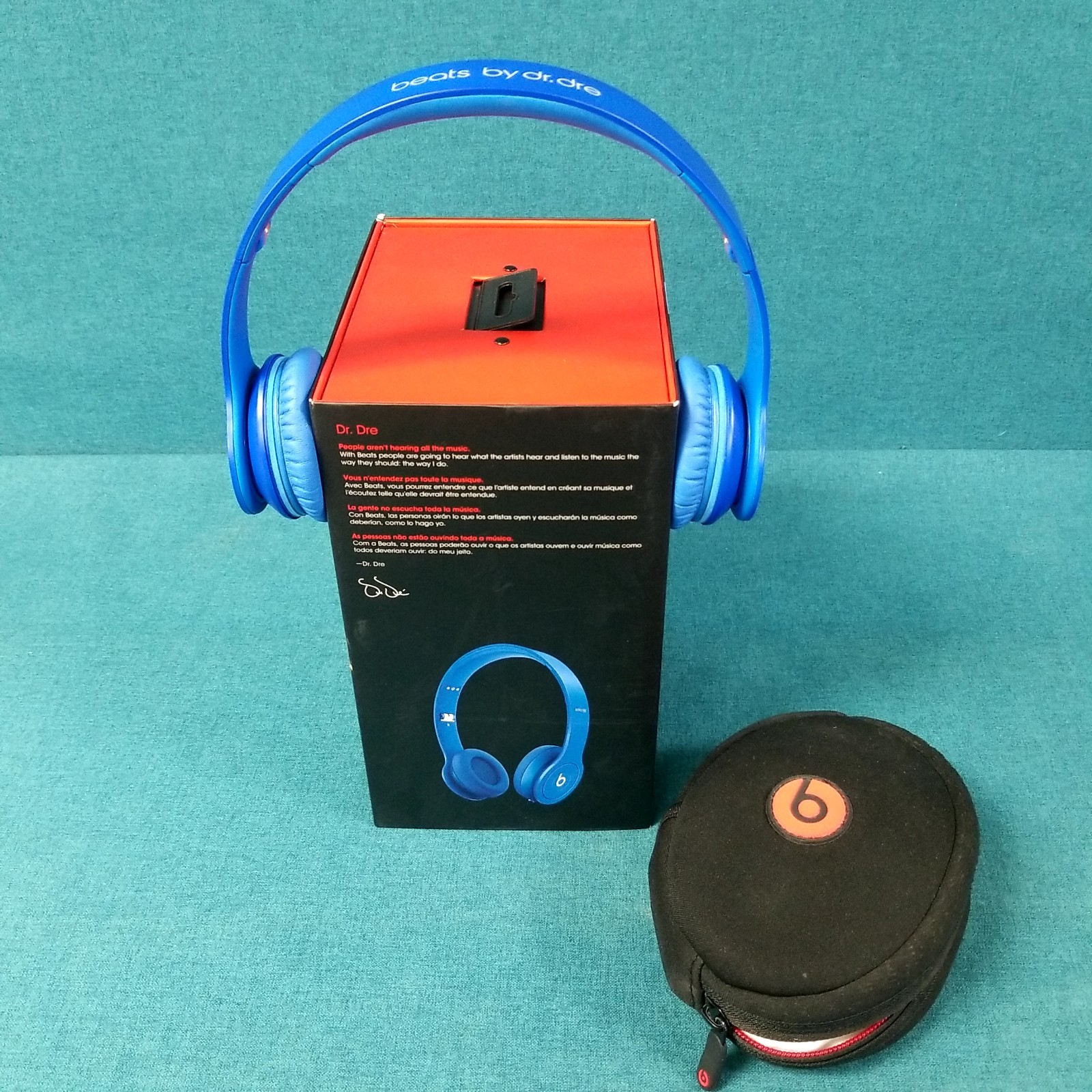 Beats by Dr. Dre Solo HD WIRED Blue Over-Ear Headphones TESTED & WORKING!
