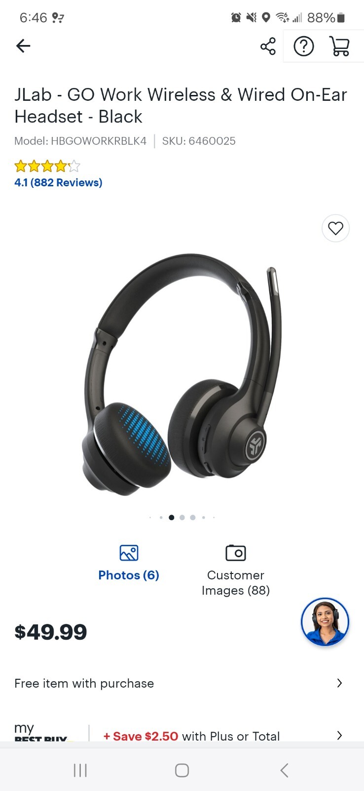 JLab – GO Work Wireless & Wired On-Ear Headset – Black