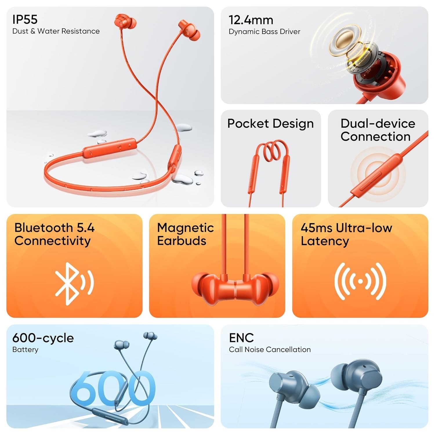 realme Buds Wireless 5 Lite in Ear Bluetooth Neckband