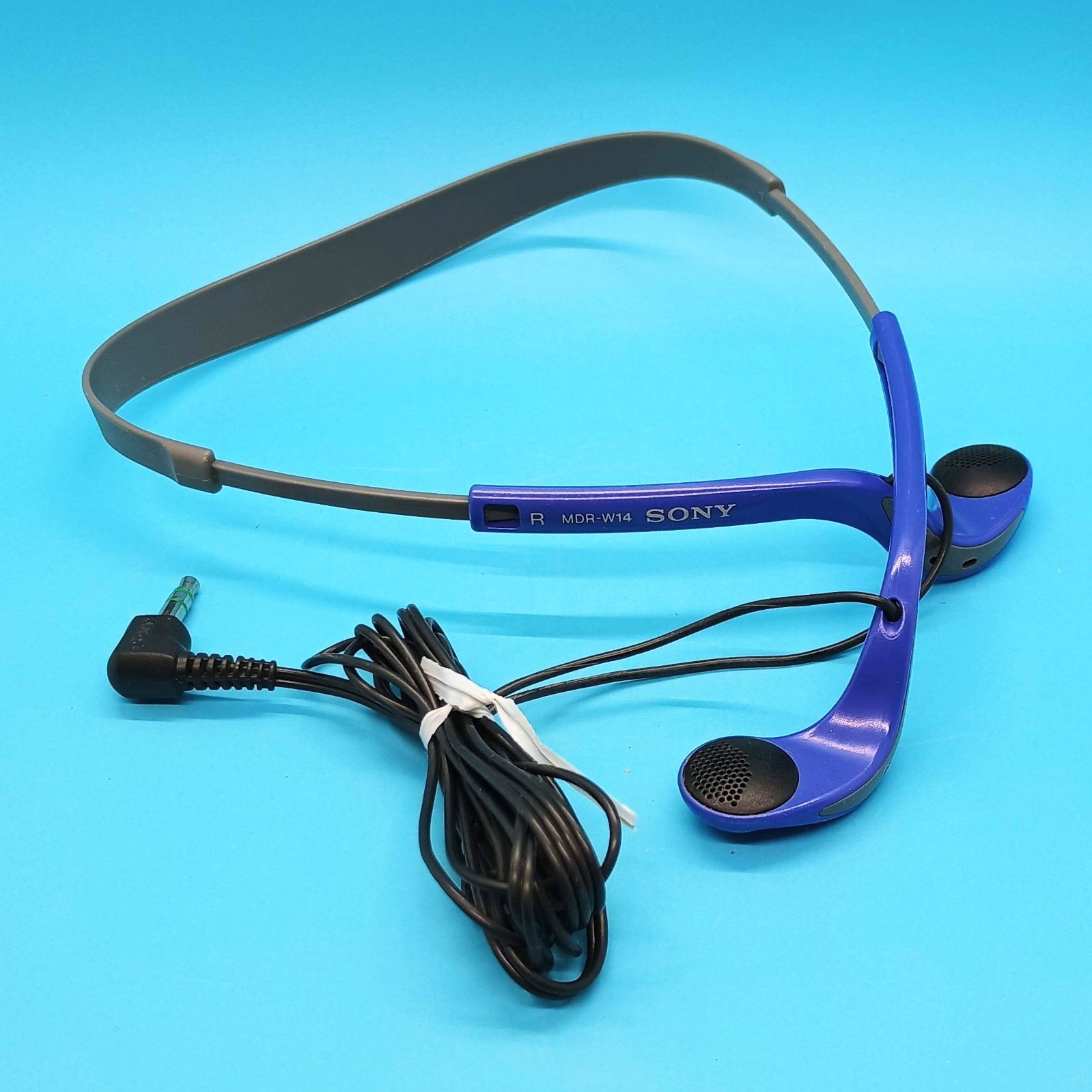 Vintage Sony MDR-W14 Blue Purple Indigo Headphones for Walkman Tested Working