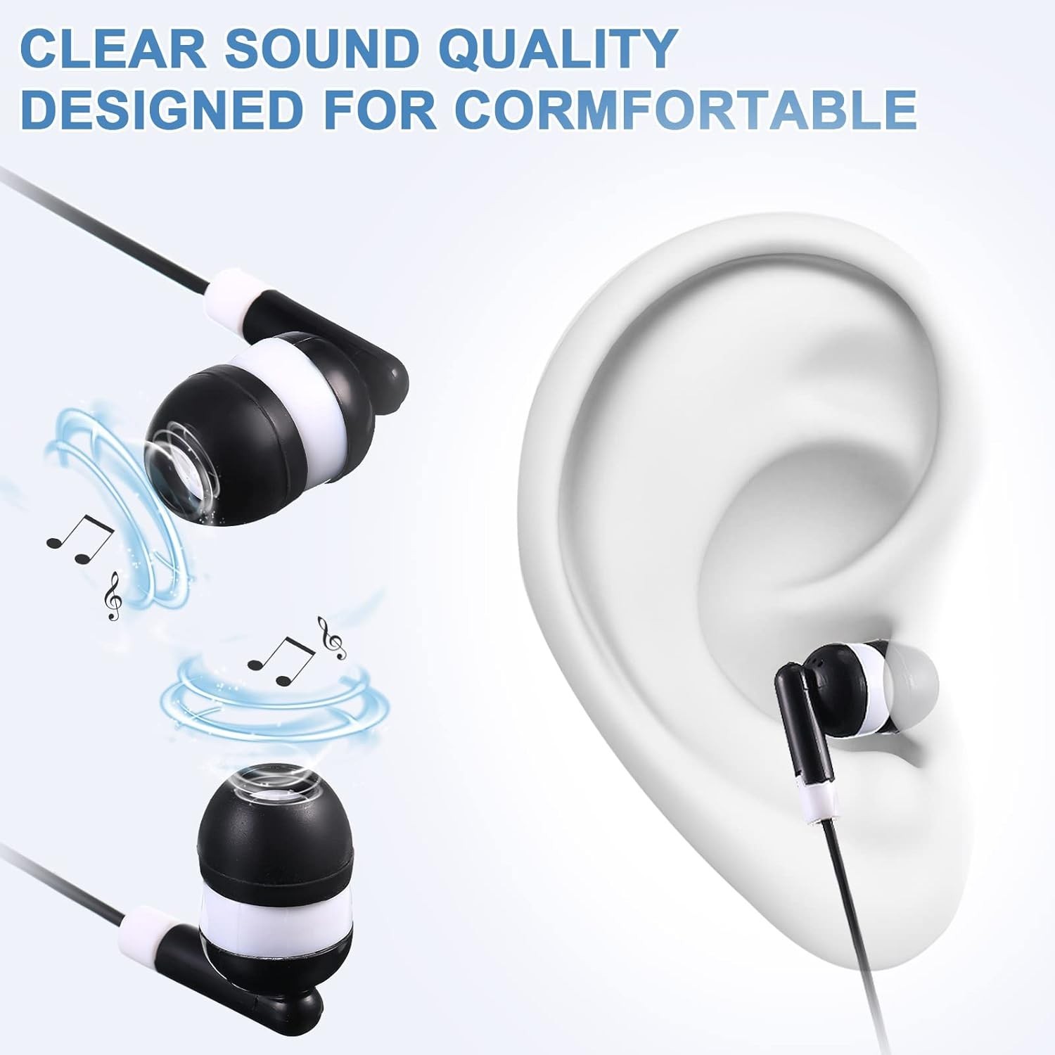 3.5mm In-ear Earbuds Headphones – Wired AUX Jack Earphone Stereo Great for Kids!