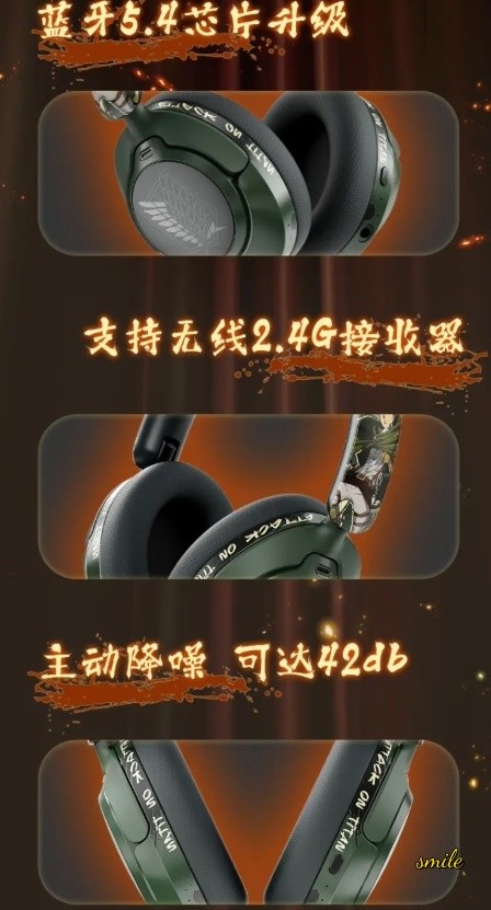 Attack On Titan Levi Ackerman Bluetooth Earphones Wireless Denoise Headphones