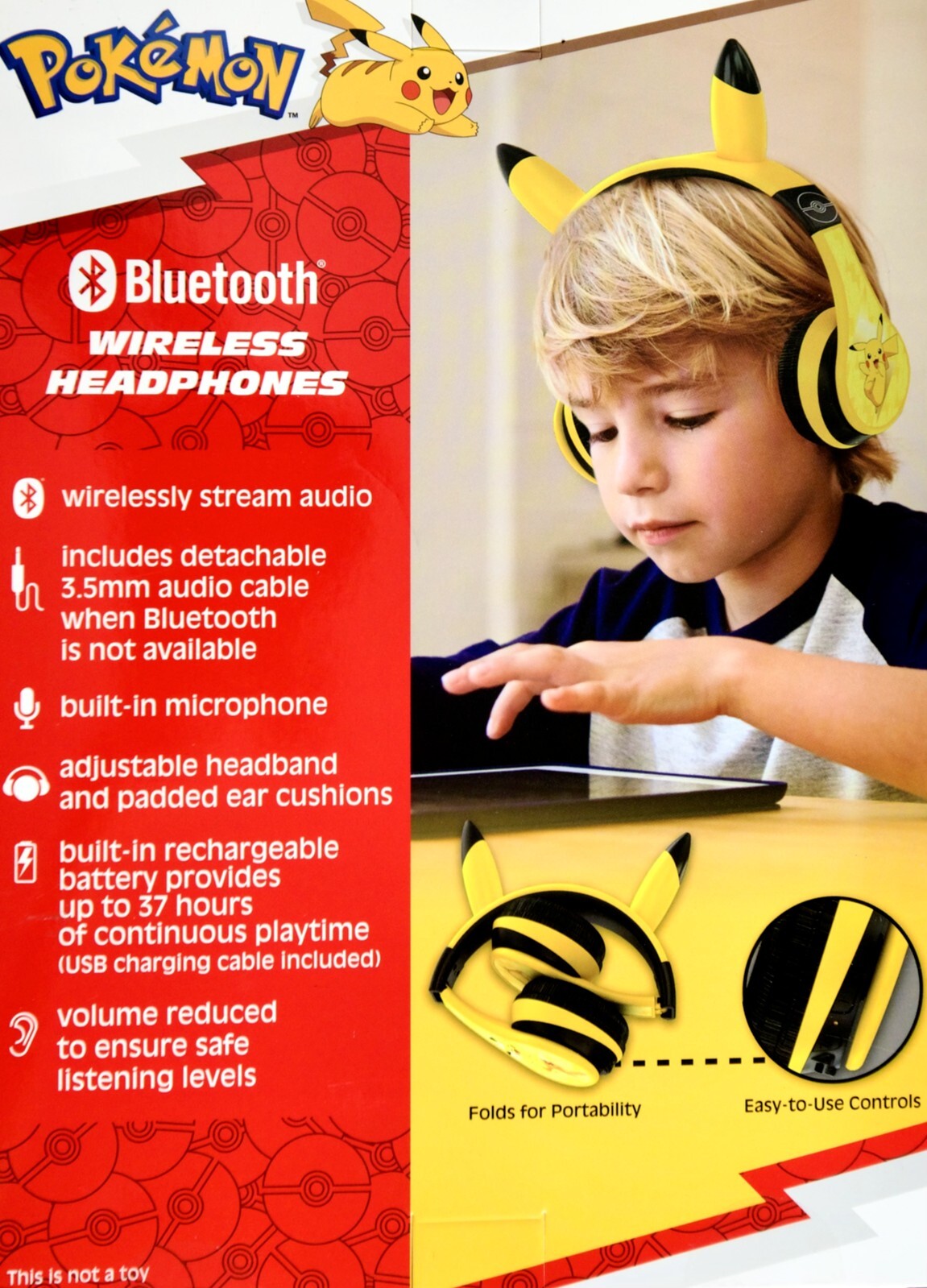 Pokémon Bluetooth Wireless Headphones Built-In Microphone