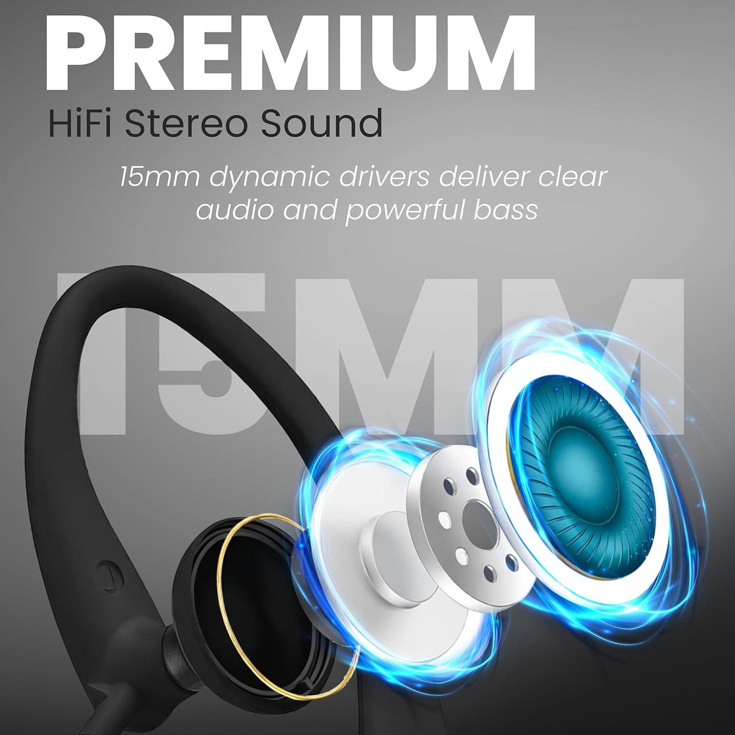 SHS3200BK Flexible Earhook Headphones, Black