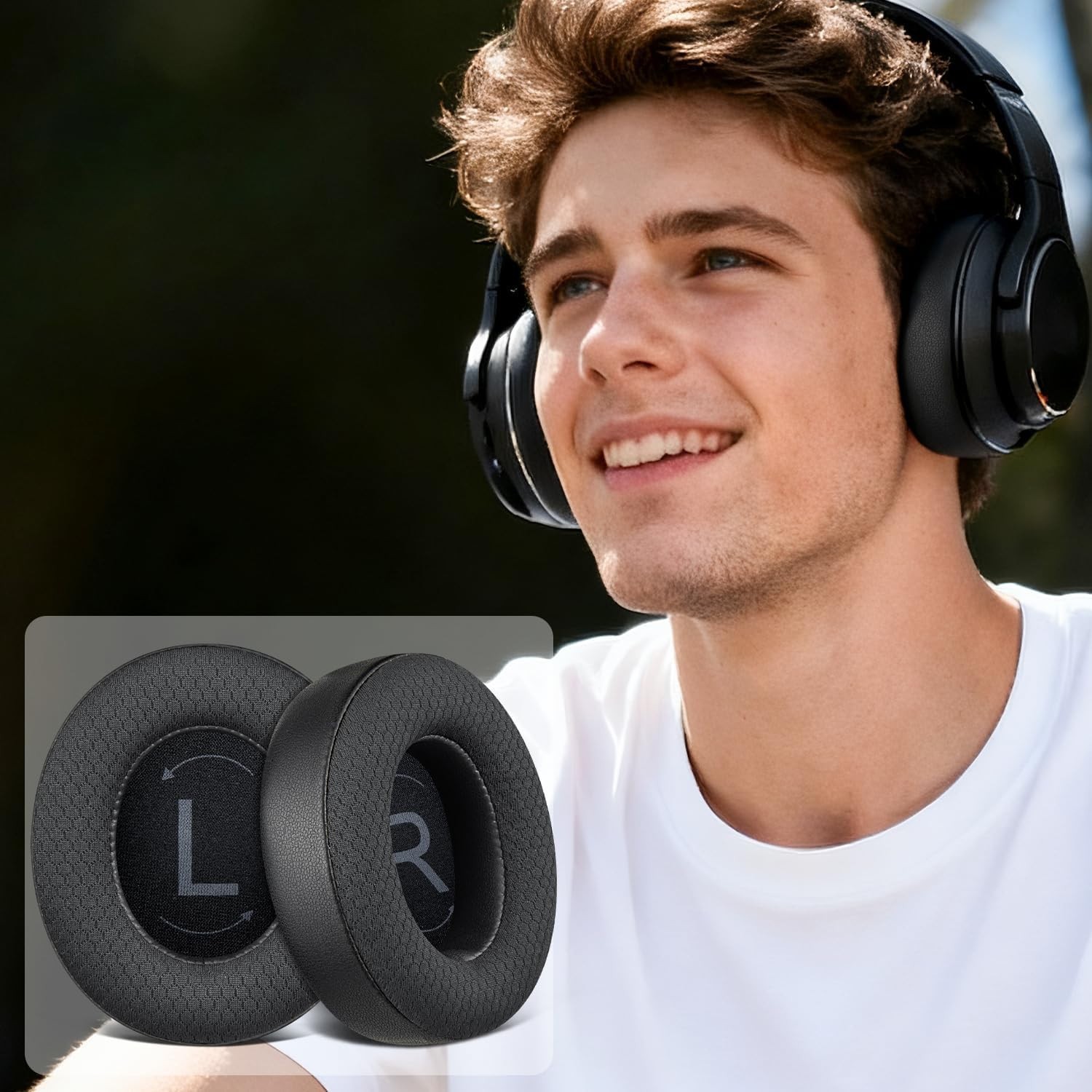 Transform Your Raycon Headphones with Stylish Black Mesh Memory Foam Earpads
