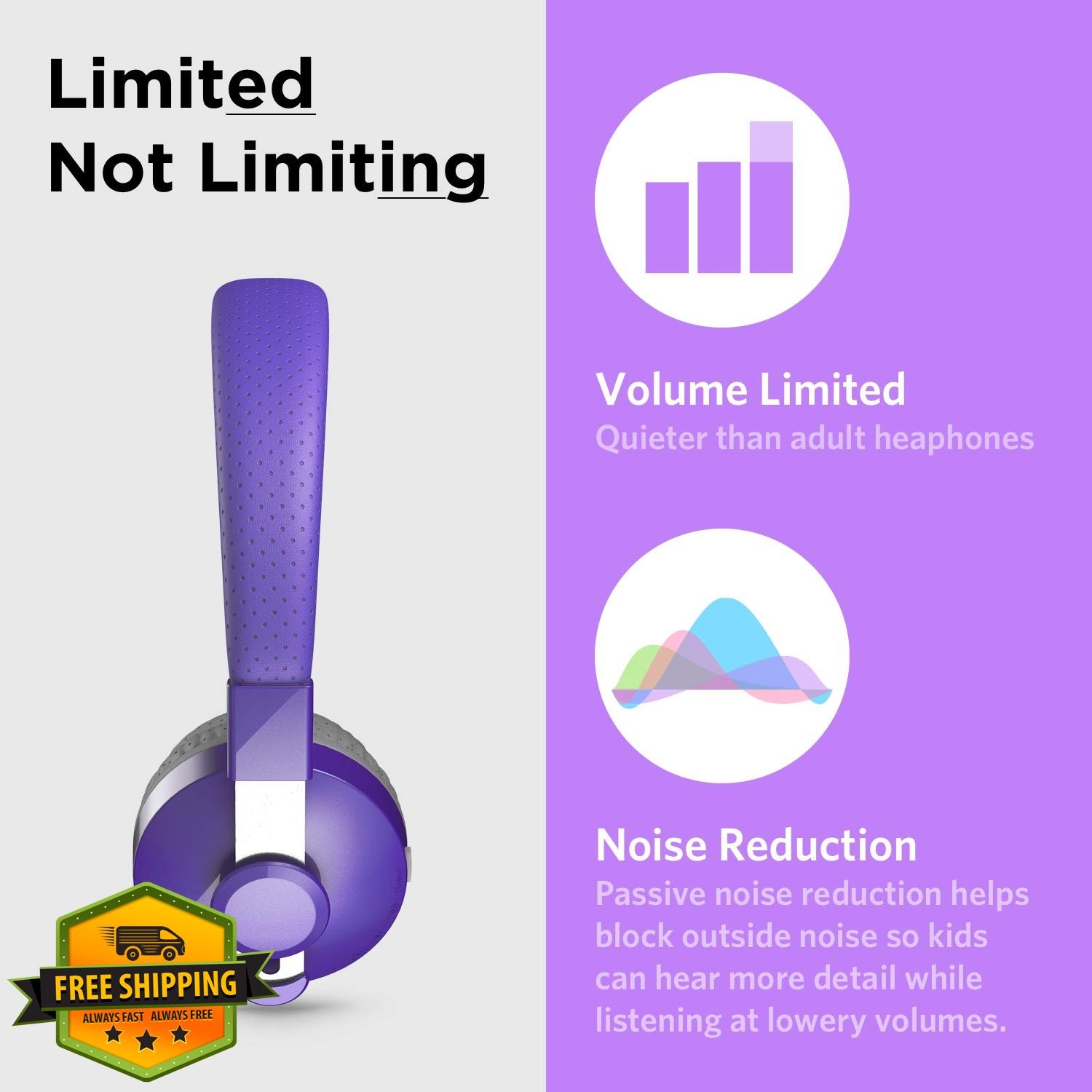 LilGadgets Untangled Pro Kids Wireless Purple Headphones