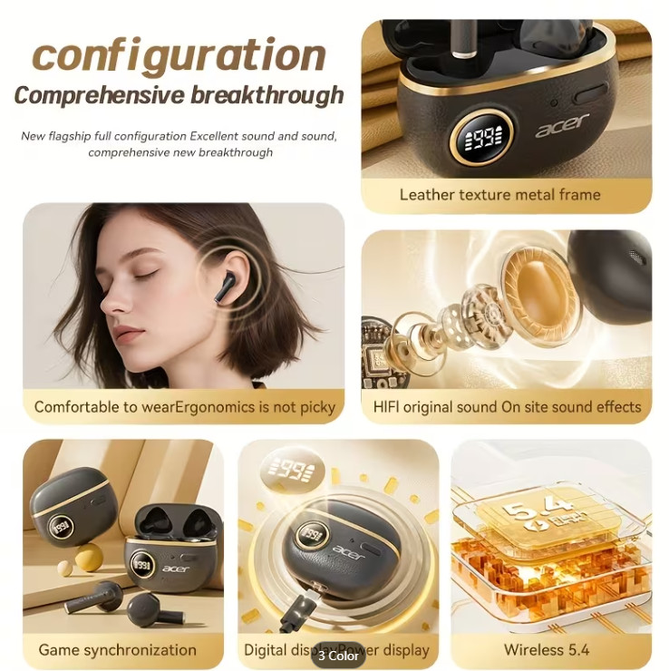 Acer TWS Wireless Rechargeable Ear Buds Headset 0HR544 Orange Sealed
