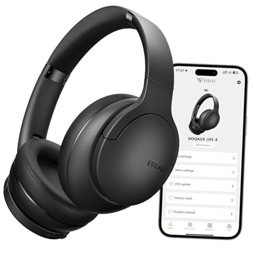 Bluetooth Headphones Over Ear Wireless, 90H Playtime, BT Black&App Version