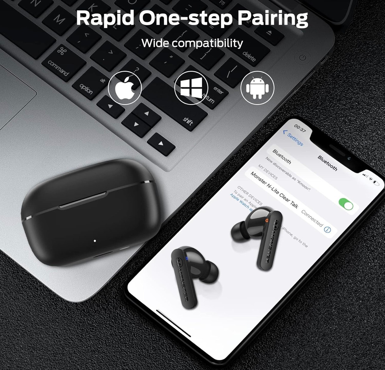 Monster N-Lite Clear Talk Wireless Earbuds Bluetooth 5.3 Headphones, waterproof