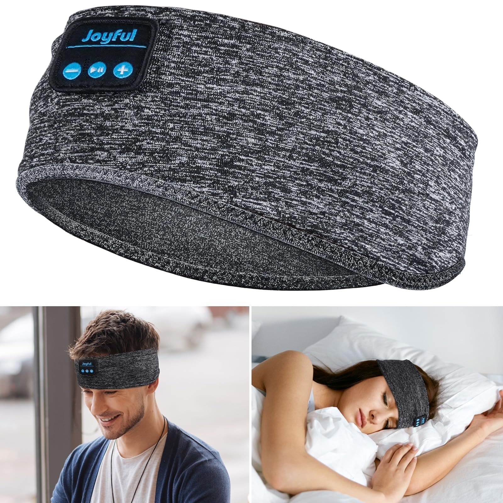 Sleep Headphones Bluetooth 5.3 Headband, Sports 1 Count (Pack of 1), Grey