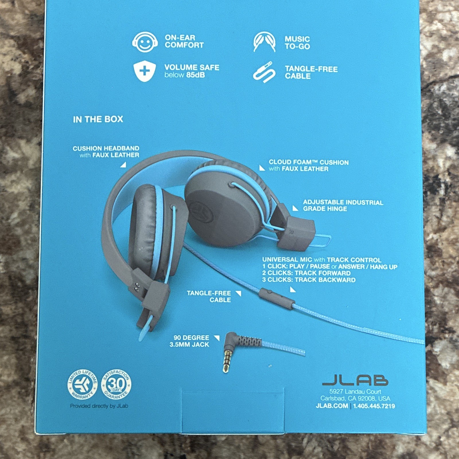 JLab JBuddies Studio On-Ear Foldable Volume-Limited Mic 3.5mm Gray/Blue