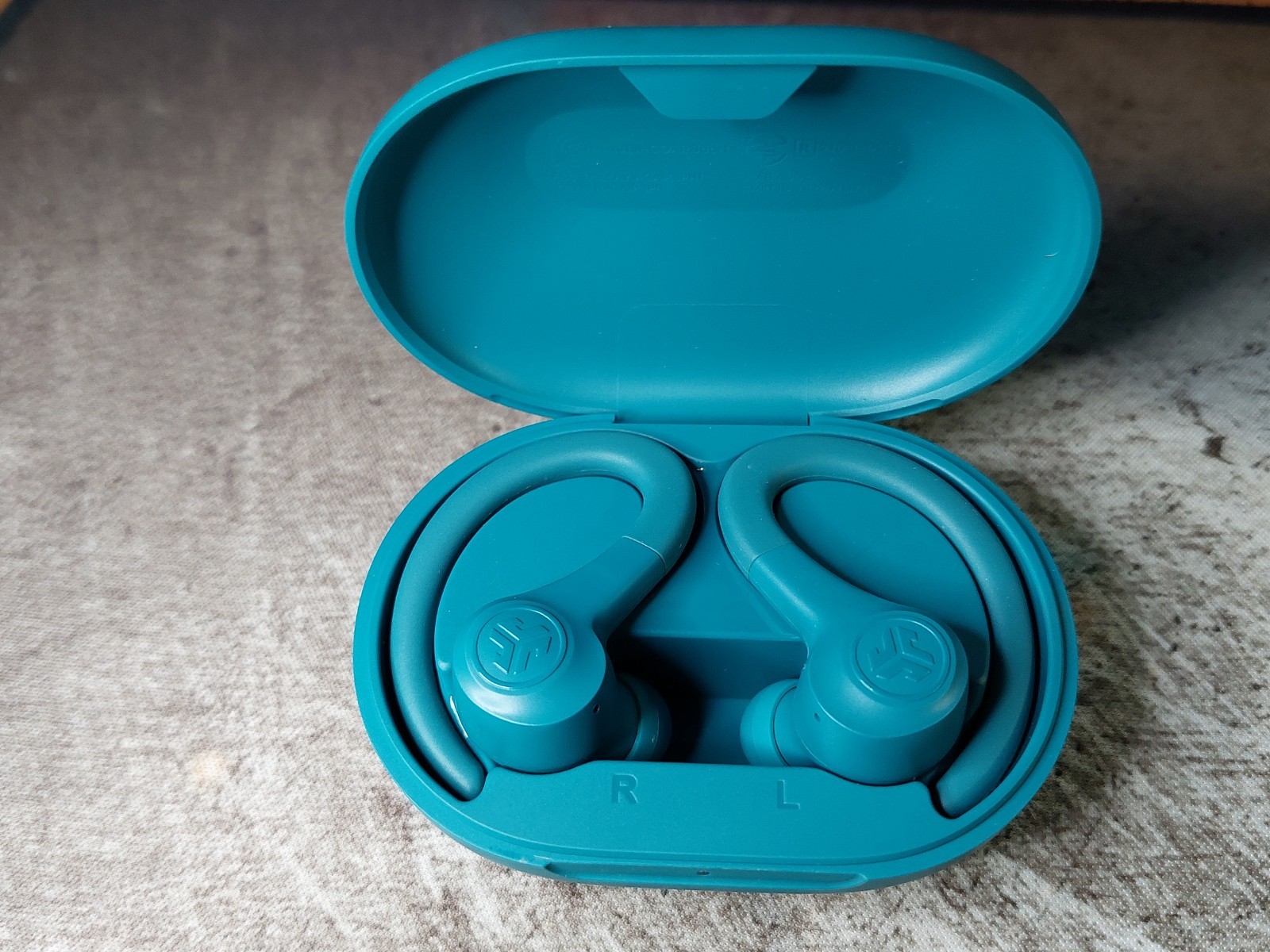 JLab Go Air Sport Wireless Earbuds Teal Bluetooth Secure Fit Ear Hook Workout