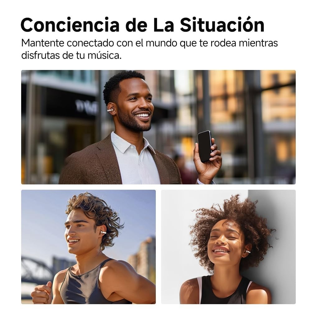 Wireless Bluetooth Open Ear Headphones, Clip-On Sports Earbuds with ENC Mic, Dua