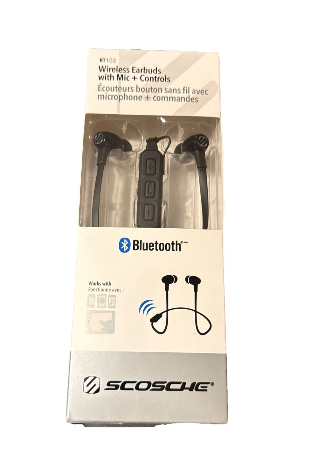 Scosche BT102 Wireless Earbuds Bluetooth Earphones w/ Mic Controls Black NEW