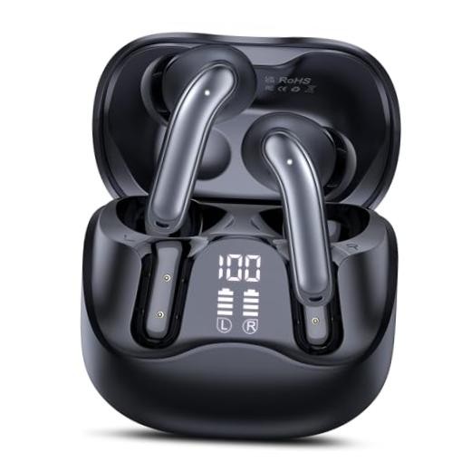 Black Hybrid Earbuds – 6 Mics – Clear Call ENC – Active Noise Canceling