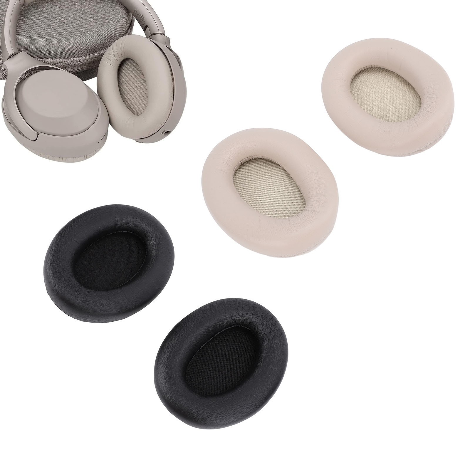 2 Pcs Ear Pads for WH1000XM3 Protein Leather Memory Foam Headset Replacement Ear