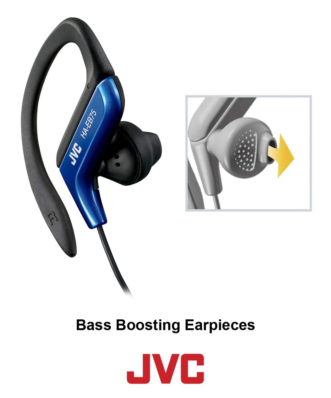 JVC Haeb75A Sport Ear Clip Earphones Adjustable Splash Proof (Blue)