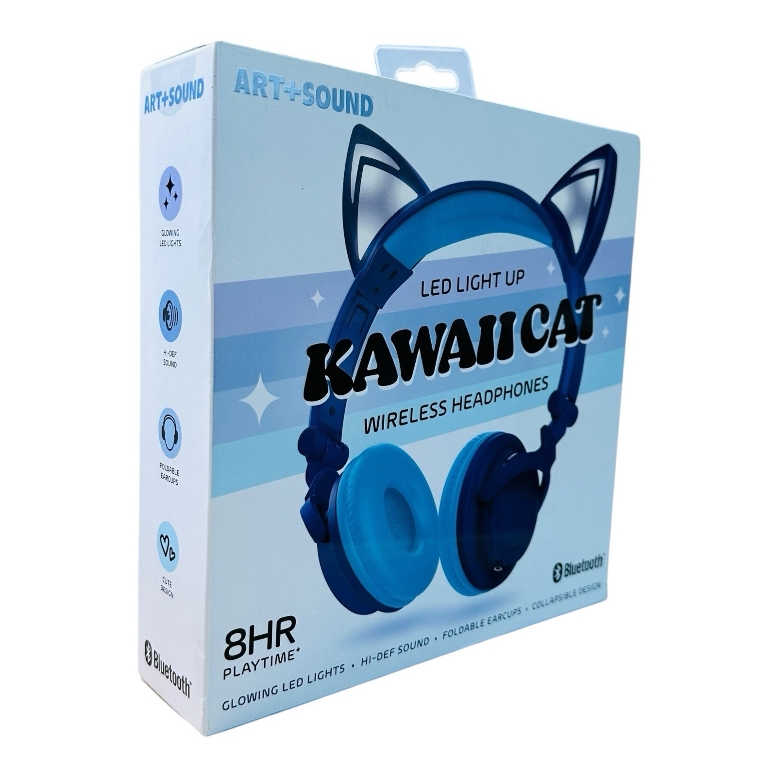 Art+Sound LED Light Up Kawaiicat Bluetooth Wireless Kids Headphones