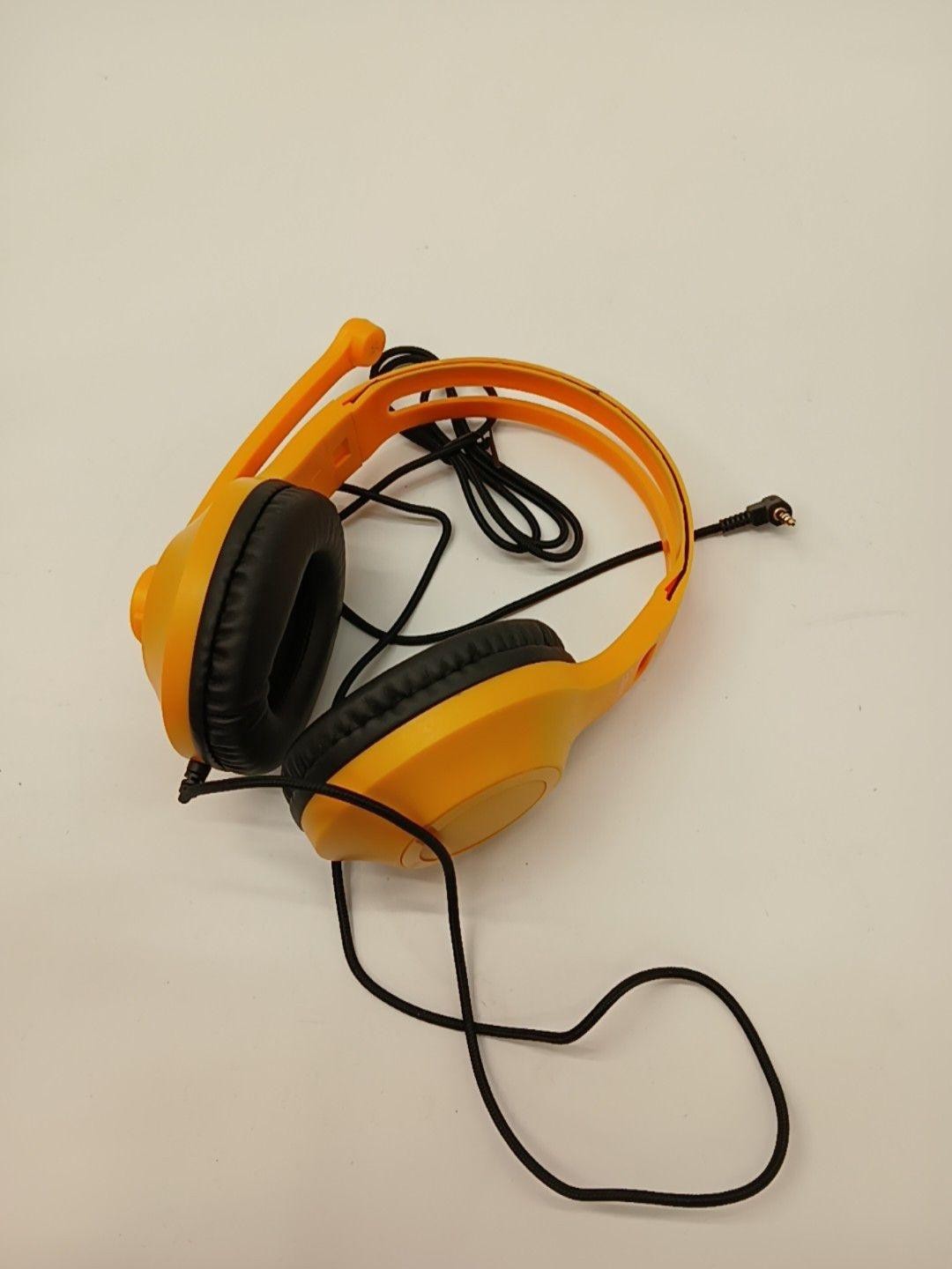 Eduvy Wired Headphones Headset Orange Gold 3.5mm Jack Stereo Boom Mic On Ear