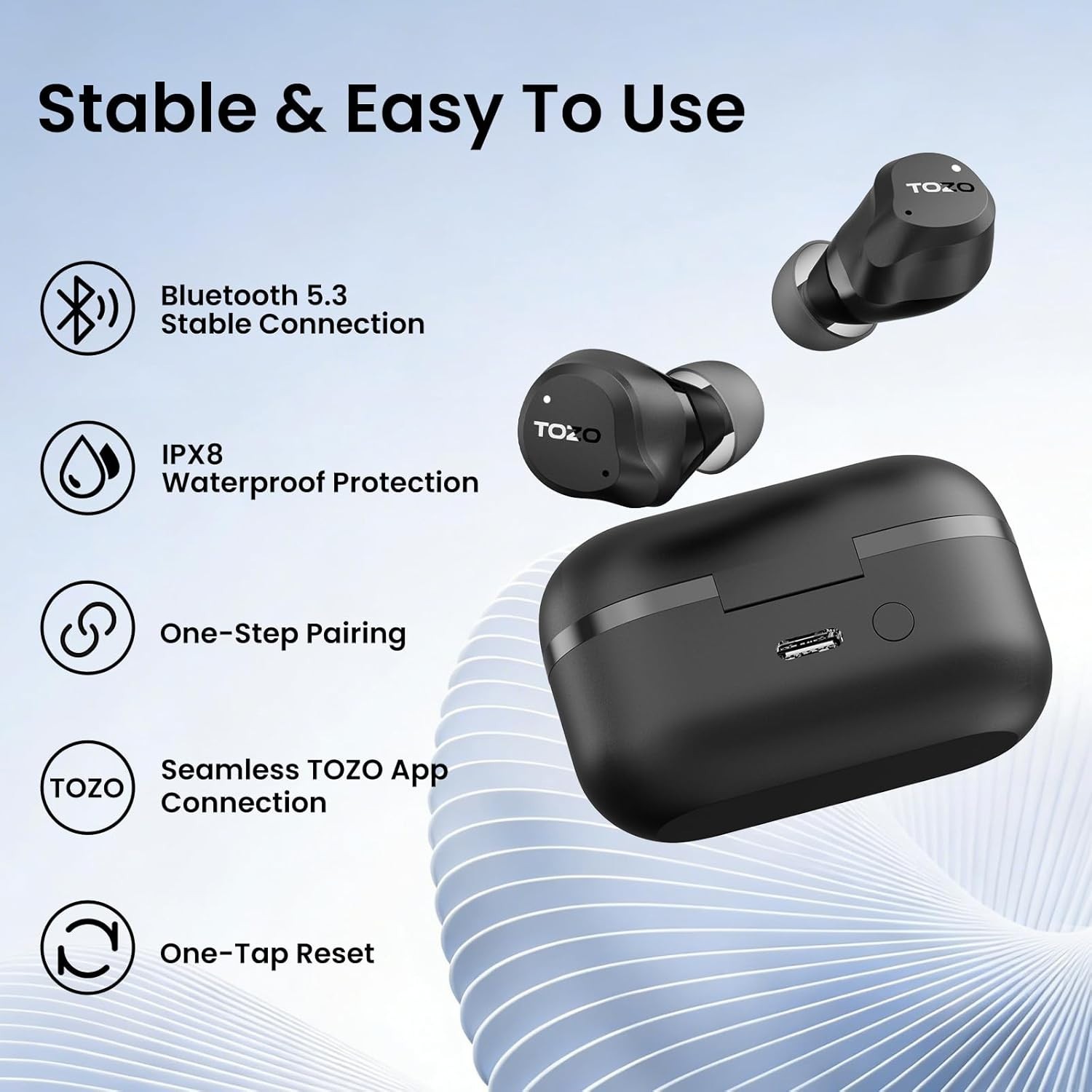 NC9 Hybrid Active Noise Cancelling Wireless Earbuds, 6 Mics ENC Clear Call, W…