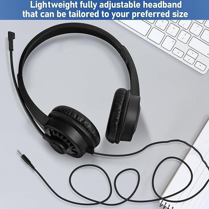 2 Pack Wired Headphones with Microphone, Rotating Mic, Noise Canceling,PlugNPlay