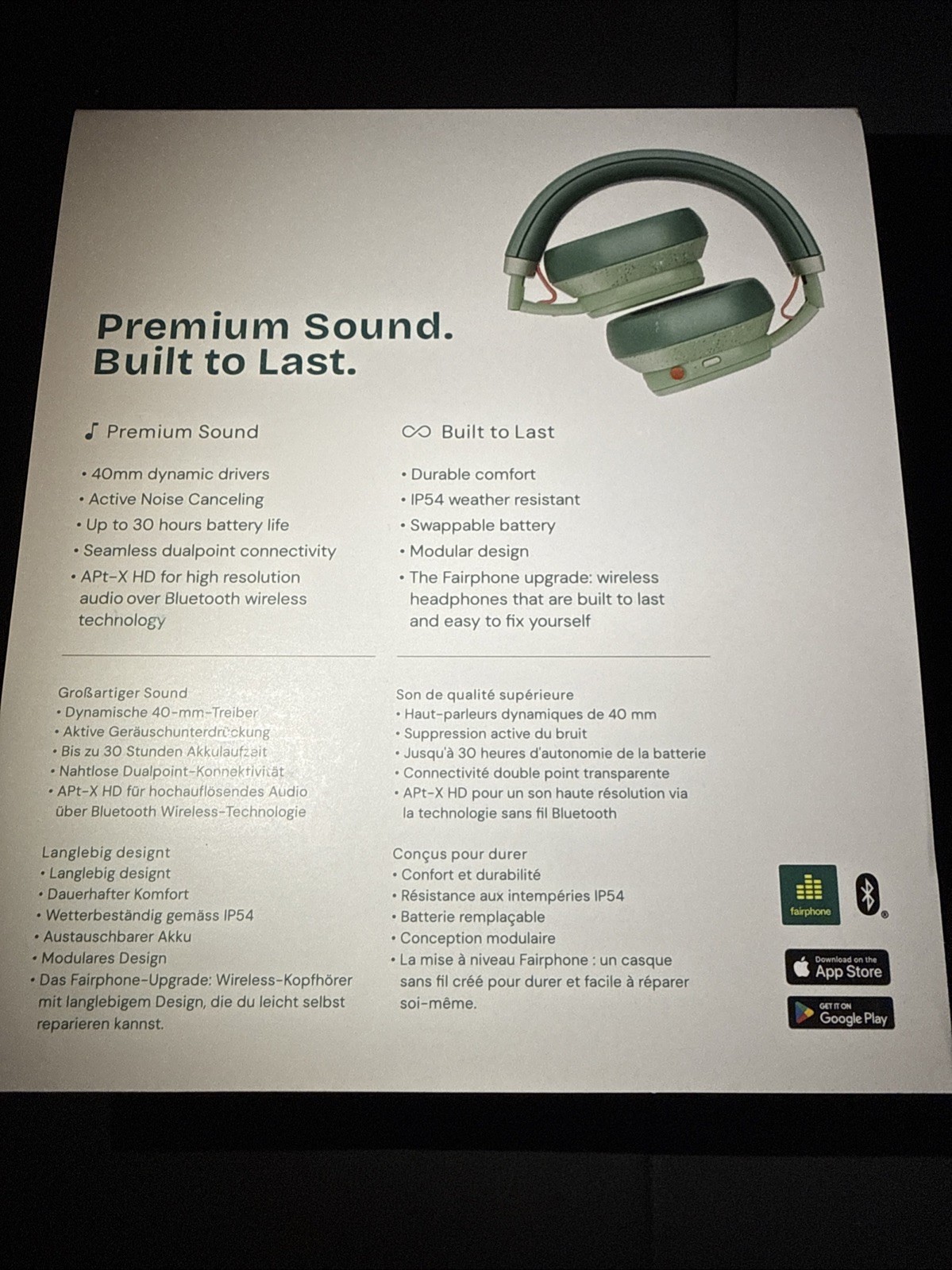 Fairbuds XL by fairphone Wireless Bluetooth Headphones – Green, Brand New